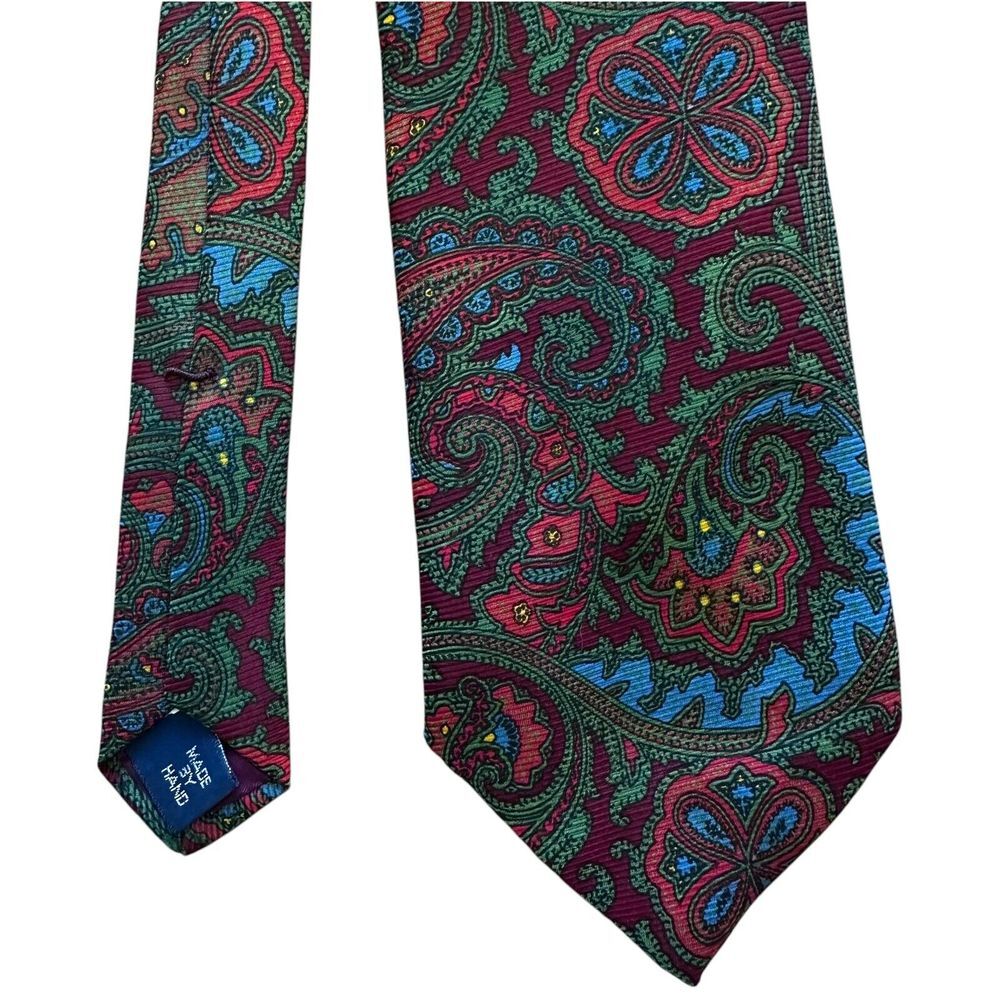 Vintage Polo Ralph Lauren 100% Silk Mens Tie Floral Holidays Made In USA 56" L